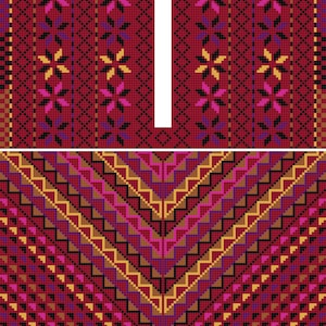 Padrão de bordado palestino Tatreez: Motivo do vestido Kabab Qabah Hebron Al Khalil (Download digital)