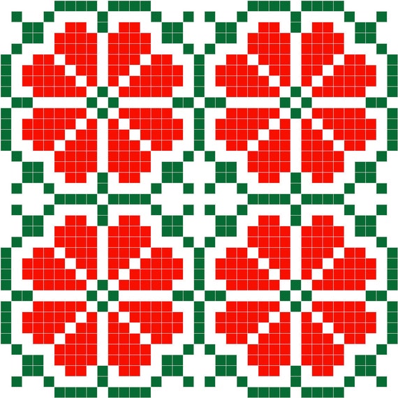 Cross Stitch Pattern for Damask Rose Ward Al Sham Palestinian