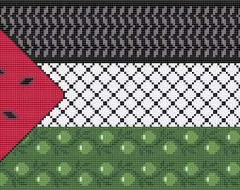Palestinian Flag Embroidery Pattern, Tatreez Art (PDF SVG PNG)