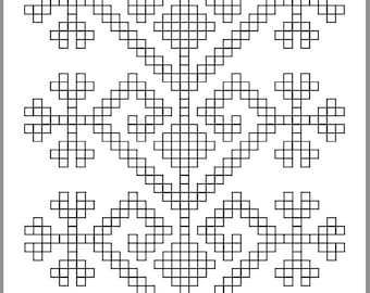 Almond Vine Palestinian Embroidery Motifs Colouring Pages Printable Small Square Pixels Fun Heritage Relax Pattern Tradition Tatreez pdf