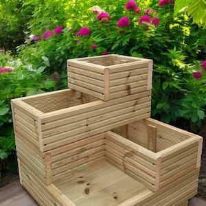 Corner 4 Tier Decking Wooden Garden Planter