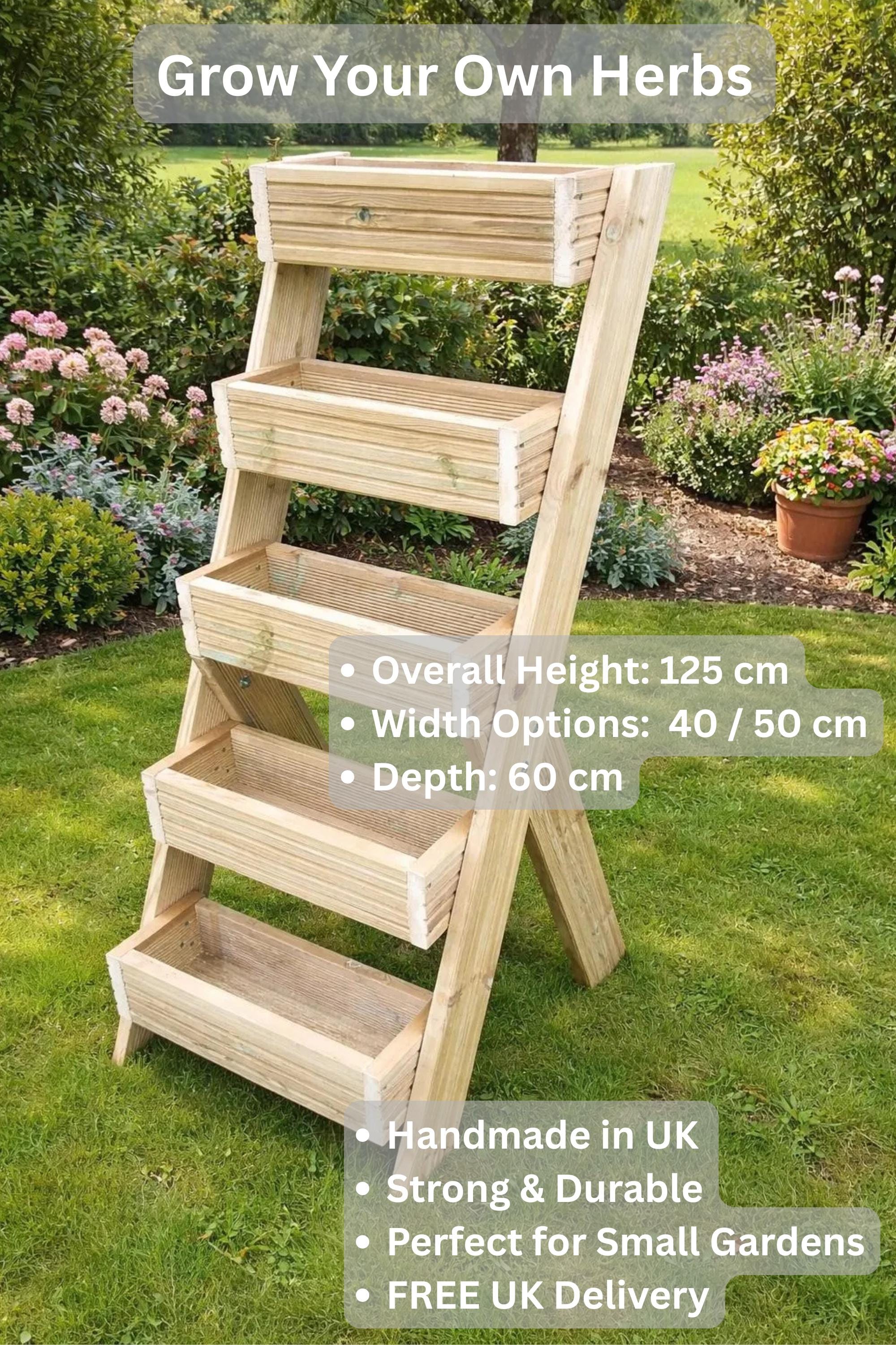 Wooden Strawberry Planter Stand | Tiered Garden Planter | Outdoor