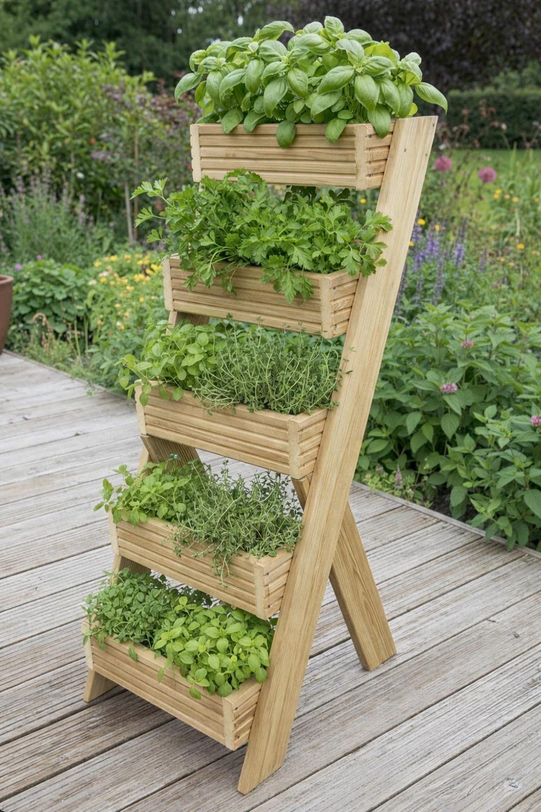 Wooden Strawberry Planter Stand | Tiered Garden Planter | Outdoor