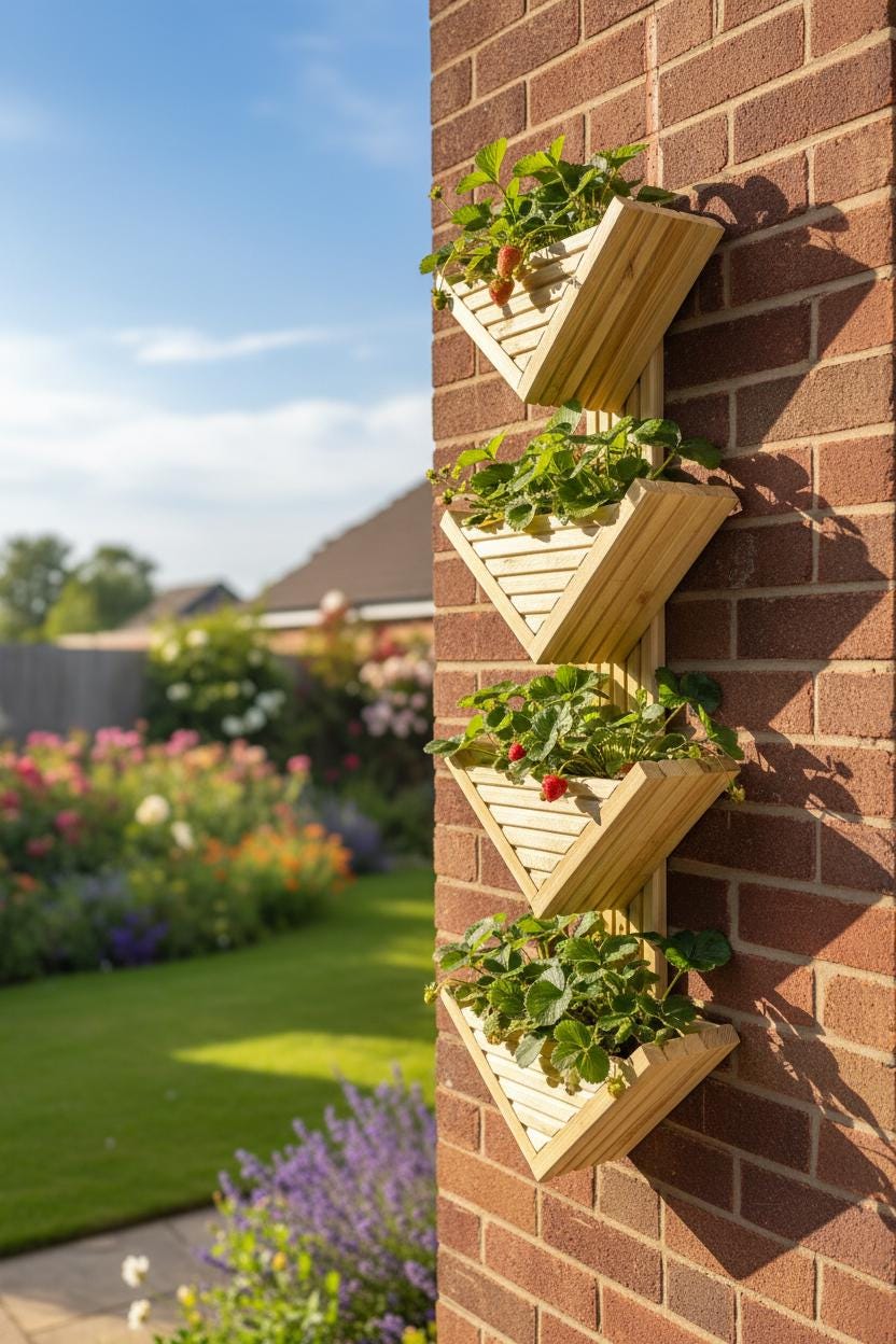 Triangular Railing Planter Triangle Wooden Tiered Planter - Wall Hanging, Herb V Planters Pots ...