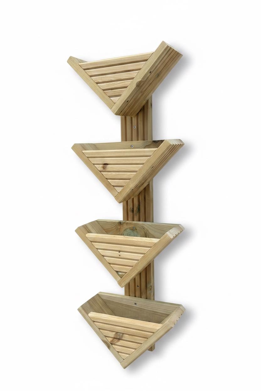 Triangle Stackable Planter Triangle Wooden Tiered Planter - Wall Hanging, Herb V Planters Pots ...