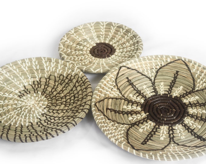 Seagrass Woven Wall Basket Decor Set of 3 no Plastic, Farmhouse Wall