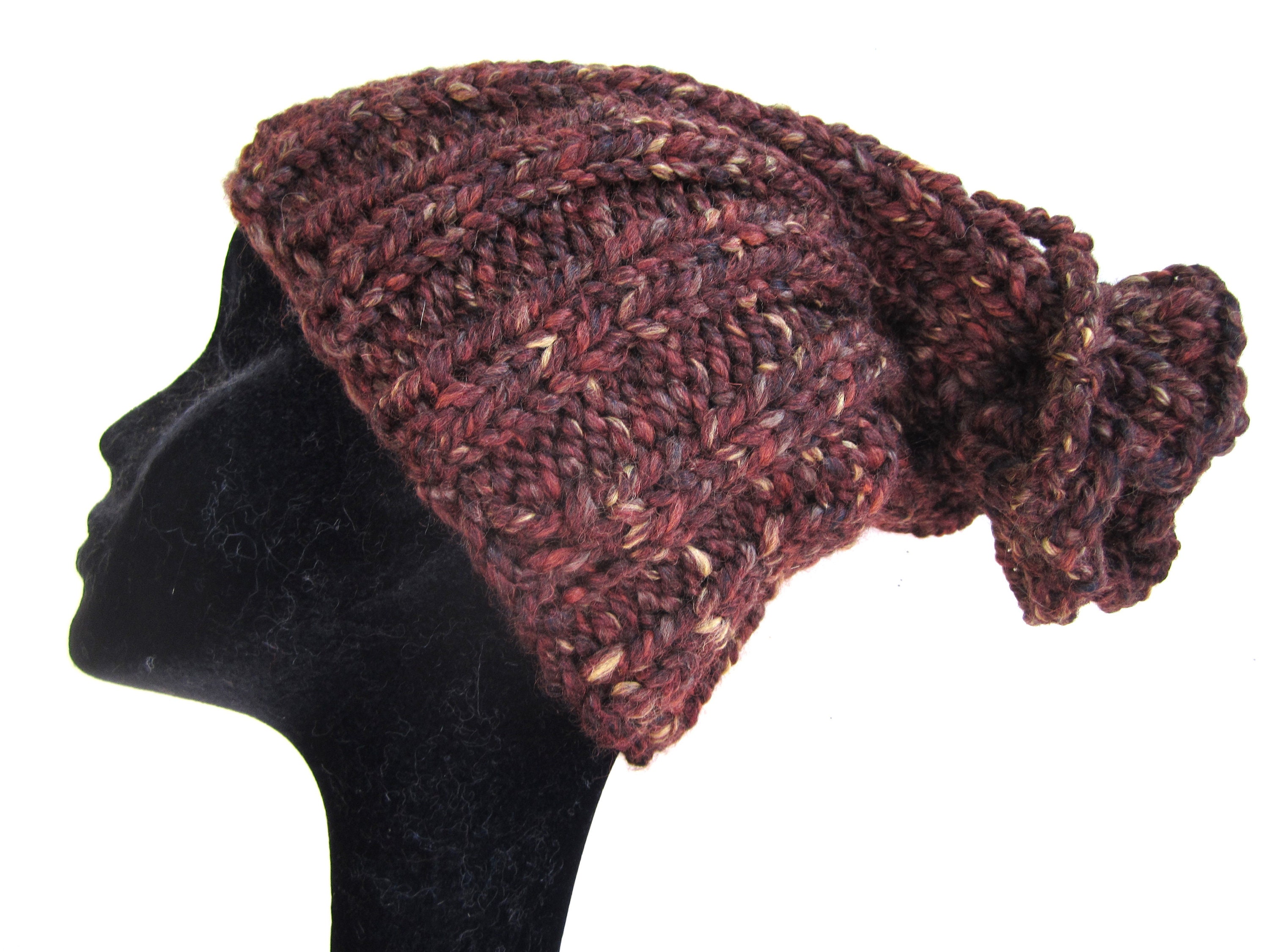 Convertible Hat Cowl Beanie Chunky Hand Knit Wool Acrylic  display picture 3