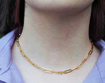18K Gold Filled Paperclip Chain, Gold Chain Necklace, Paperclip Necklace, Tarnish Free Chains, Gift for her