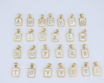 18K Gold Initial Pendant: Personalized Letter Charm, Gift for her