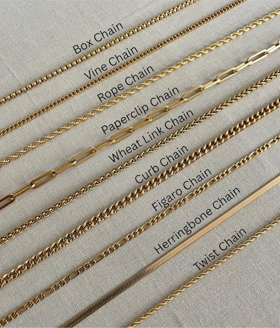 18K Gold Filled Chain, Non Tarnish Chain, Waterproof Chain, Figaro Chain, Rope Chain, Herringbone Chain, Gift for her