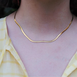 18K Gold Filled Snake Chain Necklace: Waterproof Herringbone Chain