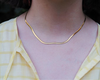 18K Gold Filled Snake Chain Necklace: Waterproof Herringbone Chain, Gift for her