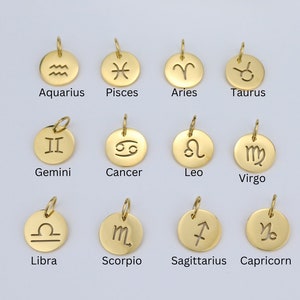 ADD Gold Zodiac Mini Pendant, Compatible up to 4.5 width chains, Birthday Gift For Her
