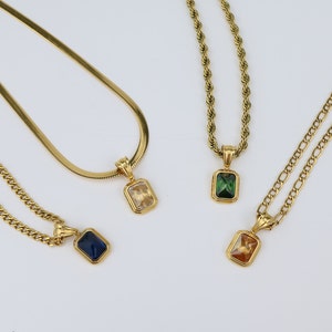 18K Gold Filled Gemstone Necklace, Emerald Gold Necklace, Gift for her image 7