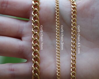 18K Gold Filled Curb Chain Necklace, Gold Necklace, Tarnish Free Chains, Gift for Man & Women