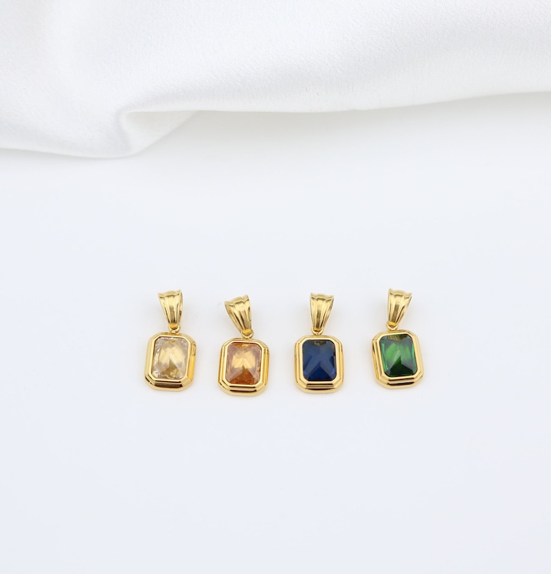 18K Gold Filled Gemstone Necklace, Emerald Gold Necklace, Gift for her image 5