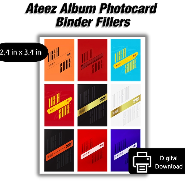 Imprimable Ateez Album Thème KPop Collector Binder Fillers Téléchargement numérique