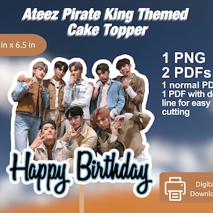 Topper de bolo Kpop Ateez Pirate King para impressão PRODUTO DIGITAL