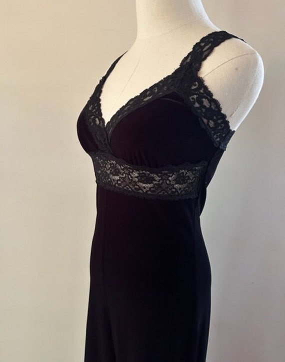 Vintage Betsey Johnson Black Velvet Lace Dress - image 4