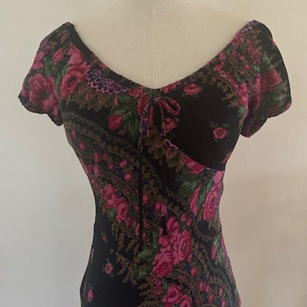 Vintage Betsey Johnson New York Floral Milkmaid Dress