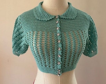 Vintage Betsey Johnson Crochet Cropped Cardigan