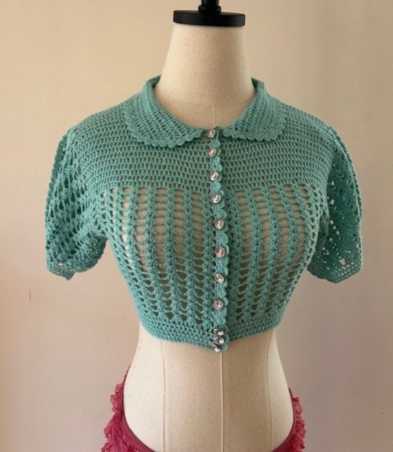 Vintage Betsey Johnson Crochet Cropped Cardigan