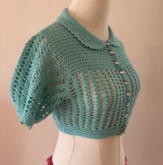Vintage Betsey Johnson Crochet Cropped Cardigan - image 2