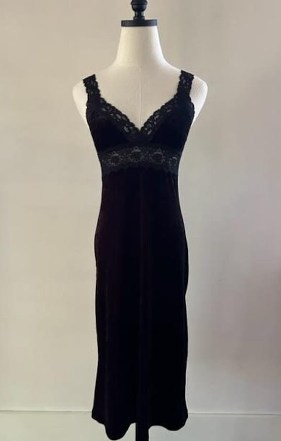 Vintage Betsey Johnson Black Velvet Lace Dress - image 2