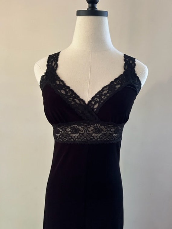 Vintage Betsey Johnson Black Velvet Lace Dress - image 1