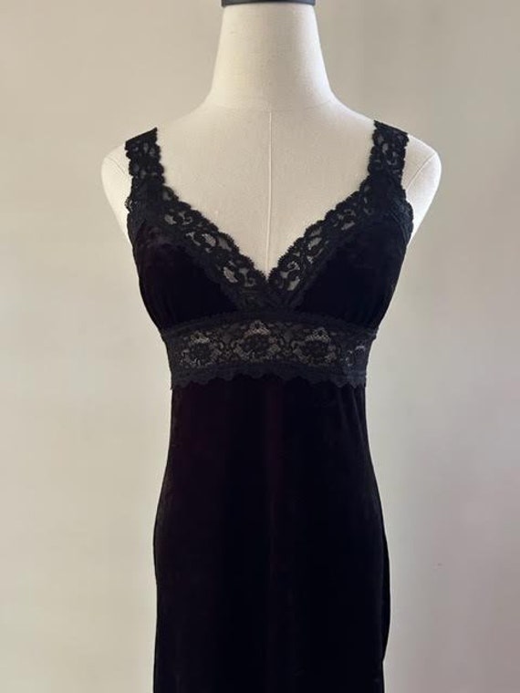 Vintage Betsey Johnson Black Velvet Lace Dress - image 3