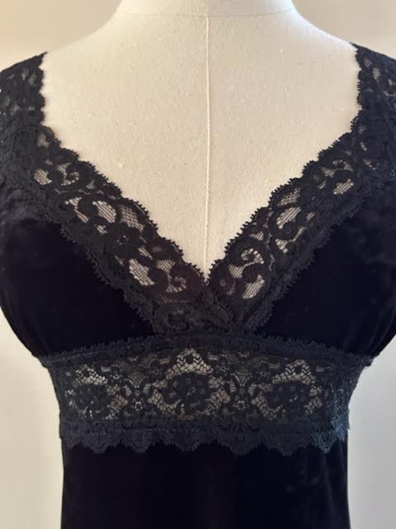 Vintage Betsey Johnson Black Velvet Lace Dress - image 5