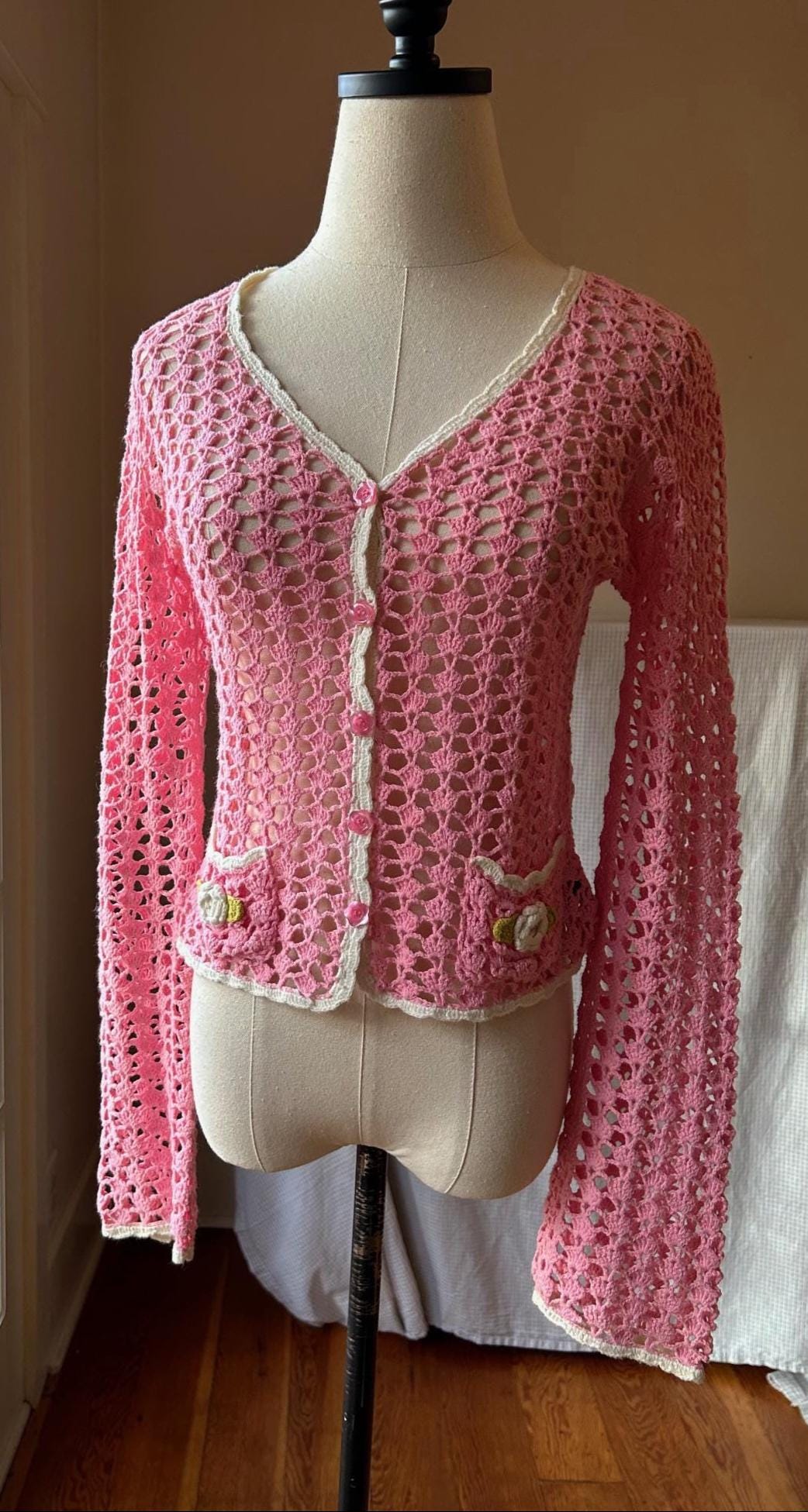 Vintage Betsey Johnson New York Crochet Cardigan - Etsy