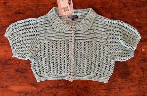 Vintage Betsey Johnson Crochet Cropped Cardigan - image 8