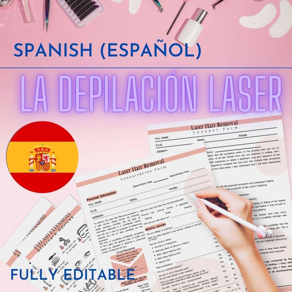 Español: Español Formularios De Depilación Láser, Formulario De Consentimiento, Formularios De Consulta, Instrucciones De Cuidado Posterior