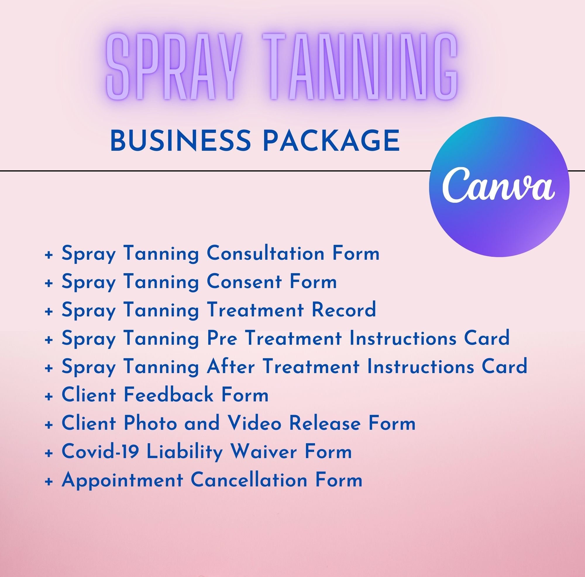 EDITABLE Spray Tan Forms . Spray Tan Templates for Etsy