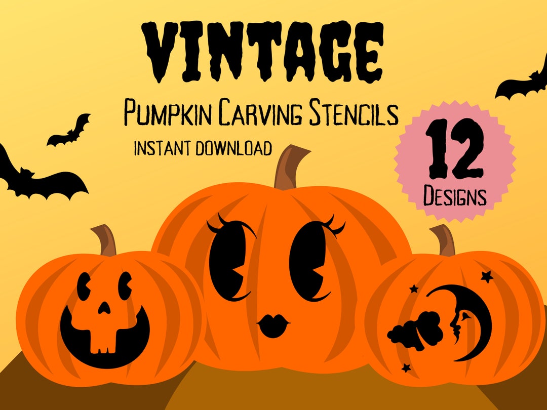 Vintage Pumpkin Carving Stencils | 12 Unique Halloween Jack O'lantern ...