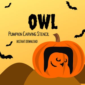 Owl Pumpkin Carving Stencil | 1 Unique Cute Owl Halloween Jack O&#39;Lantern Carving Pattern