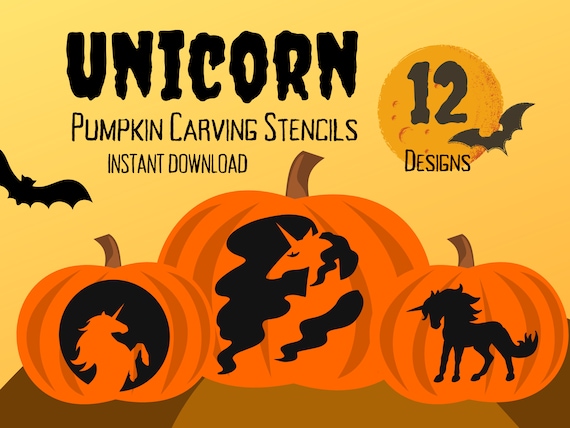 Unicorn Pumpkin Carving Stencils for Halloween  12 Unique