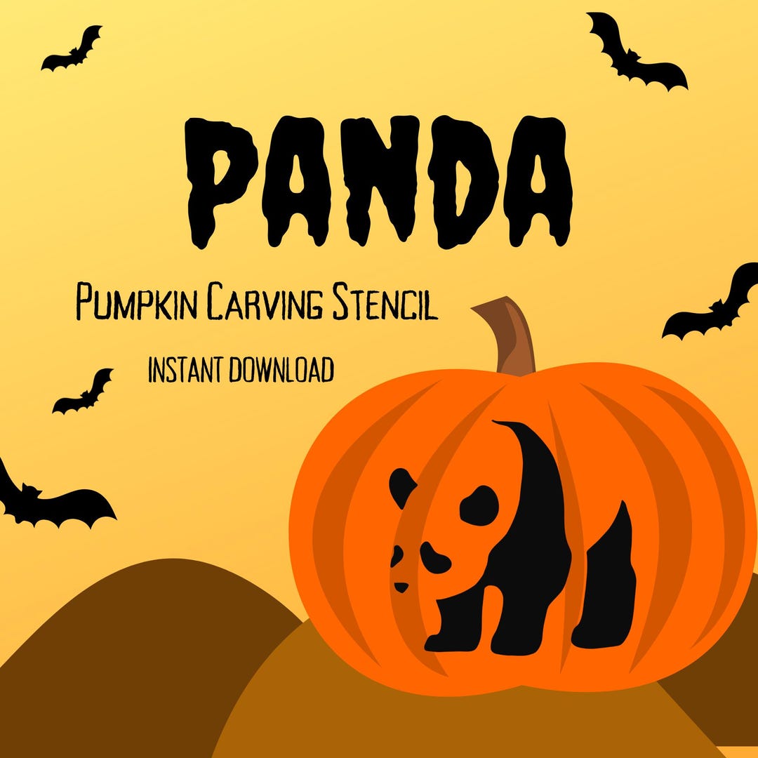 Panda Pumpkin Carving Stencil | 1 Unique Safari Animal Halloween Jack O ...