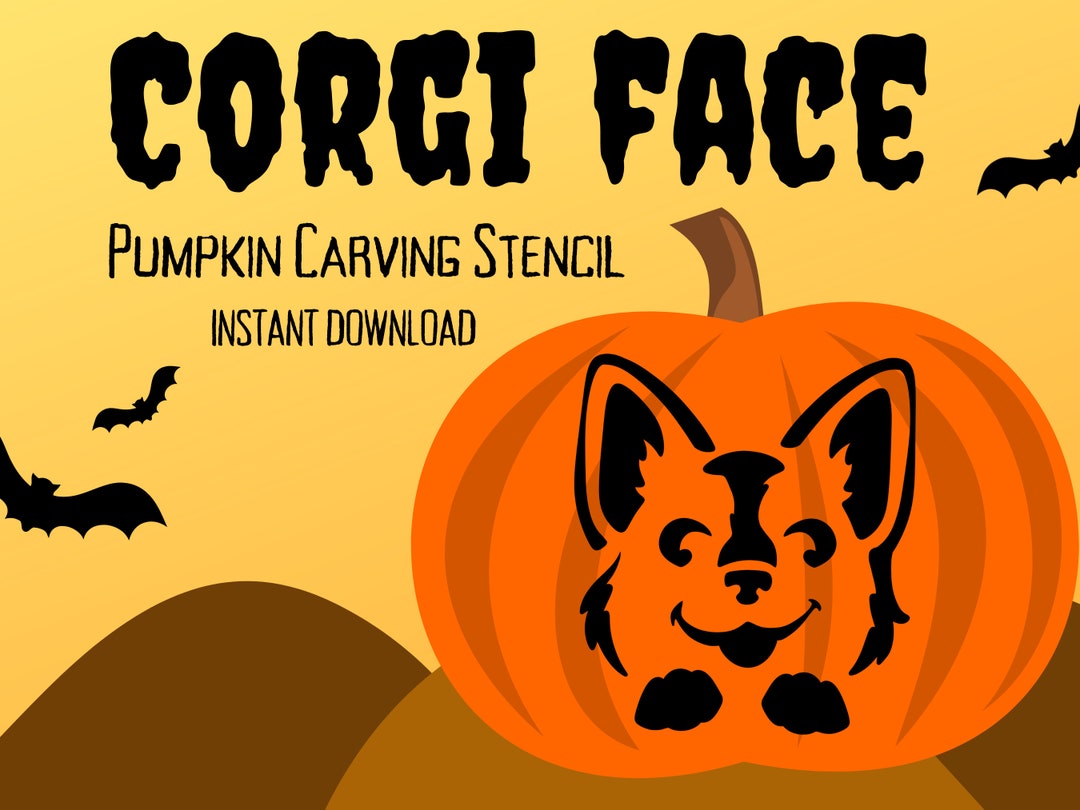 Cute Corgi Face Pumpkin Carving Stencil 1 Unique Halloween