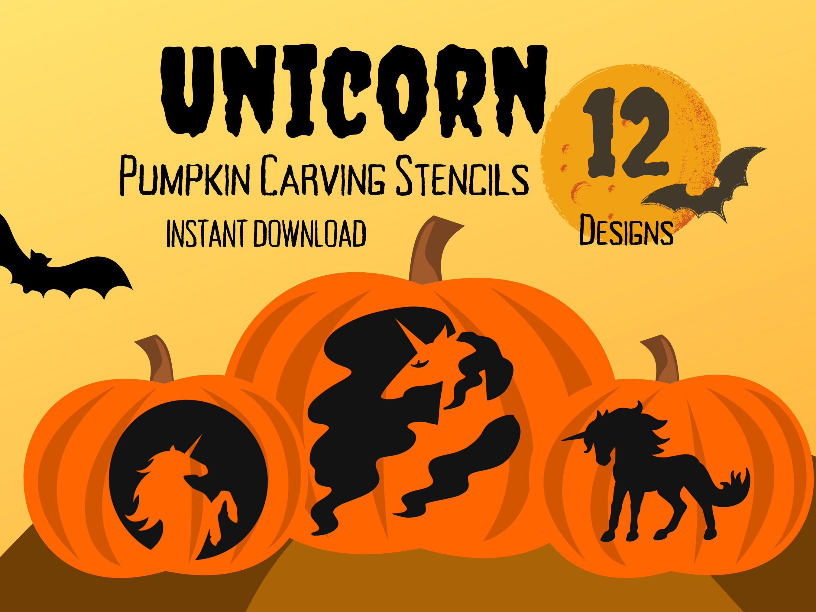 Unicorn Pumpkin Stencils