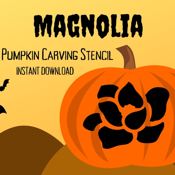 Magnolia Pumpkin Carving Stencil | 2 Unique Halloween Jack O'Lantern Carving Patterns