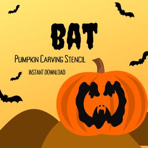 Snijwerksjabloon vleermuispompoen | 1 uniek Jack O&#39;Lantern-snijpatroon voor Halloween vampier