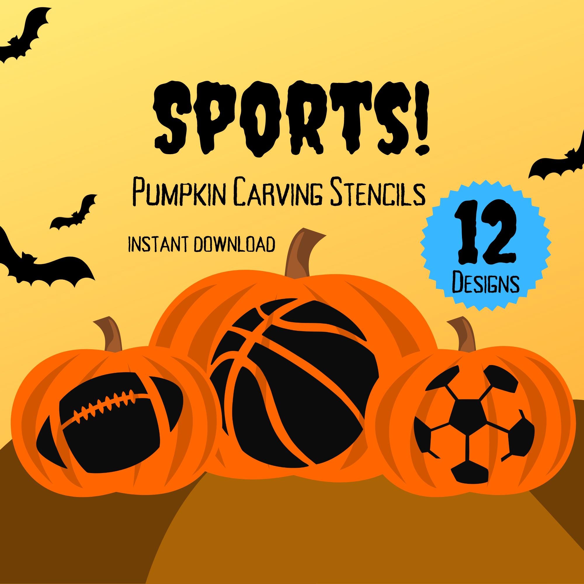 Sports Pumpkin Carving Stencils 12 Unique Car Sports Equipment Halloween Jack O'lantern Carving Patterns - Etsy sports-pumpkin-carving-stencils-12-unique-car-sports-equipment-halloween-jack-o-lantern-carving-patterns-etsy