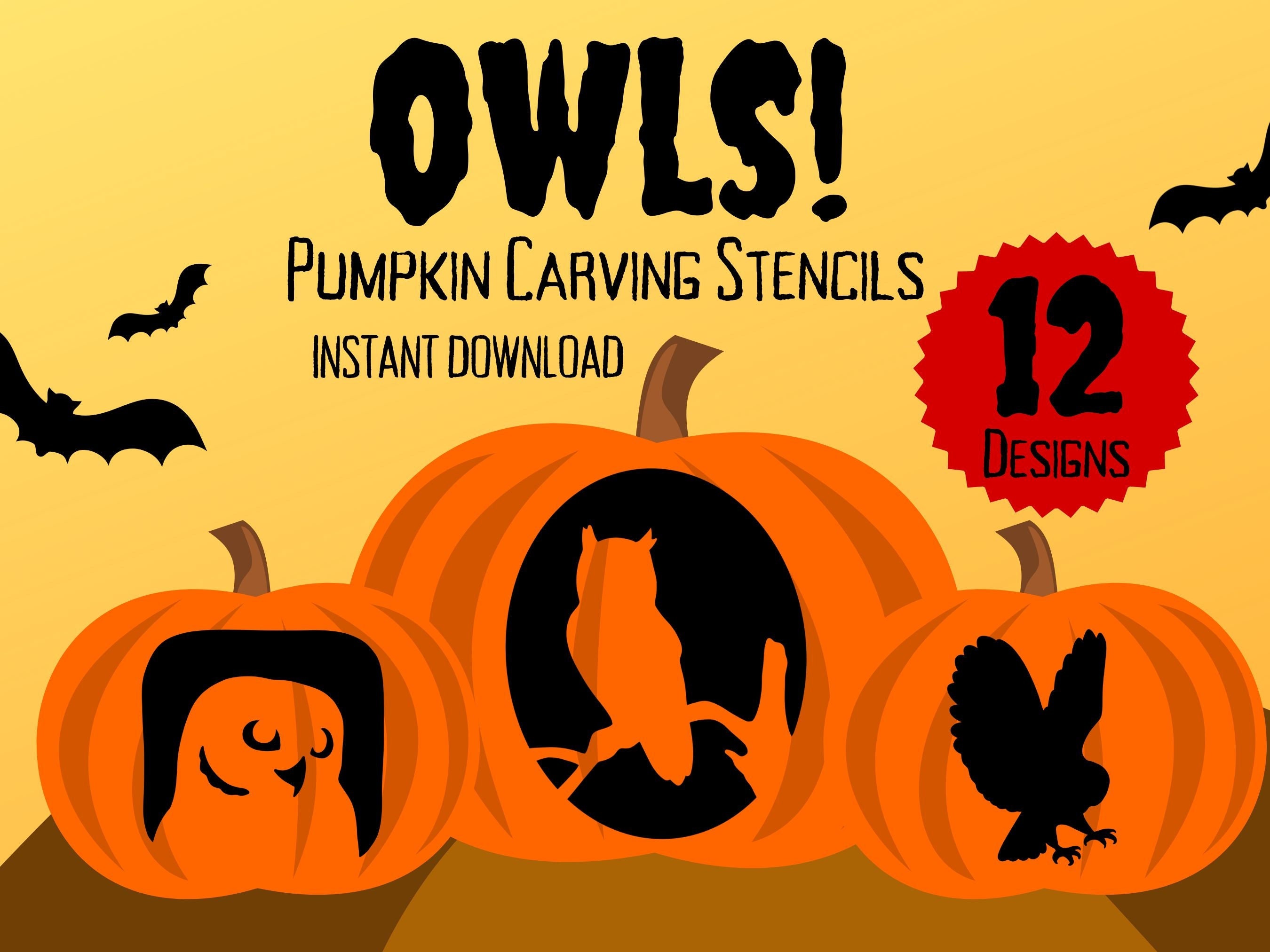 Owl Pumpkin Carving Stencils | 12 Unique Jack O'Lantern Carving Patterns for Halloween