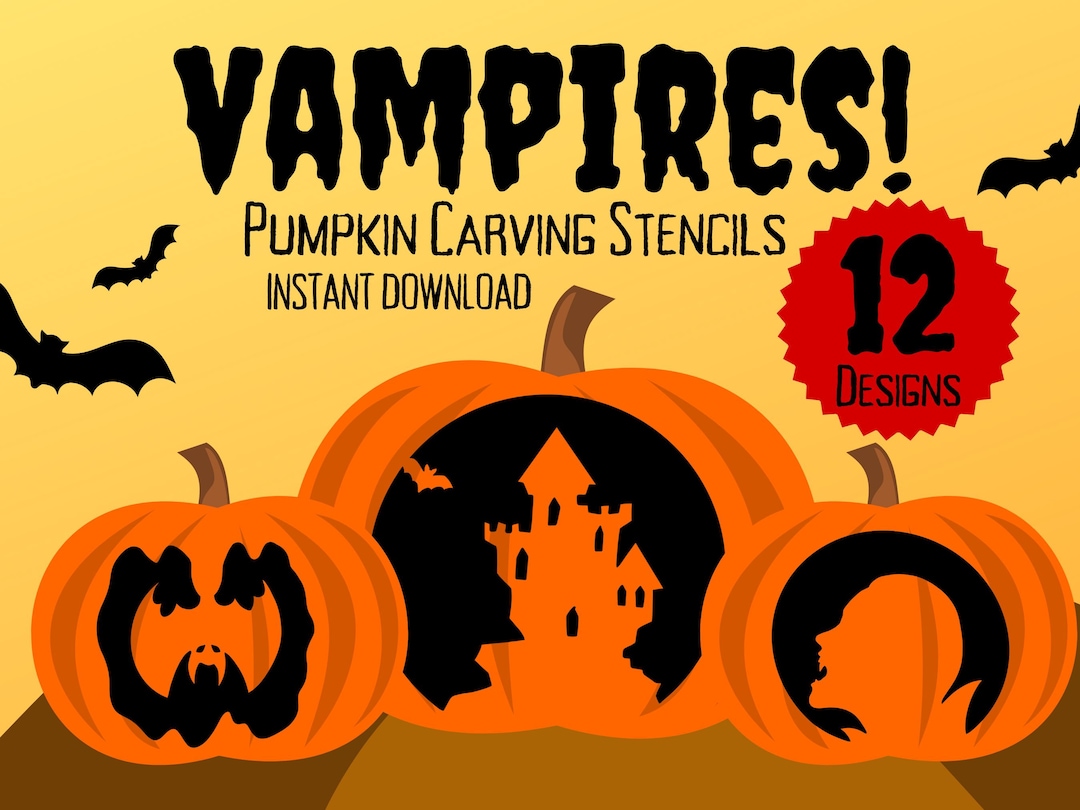 Vampire Pumpkin Carving Stencils  12 Spooky Vampire Jack