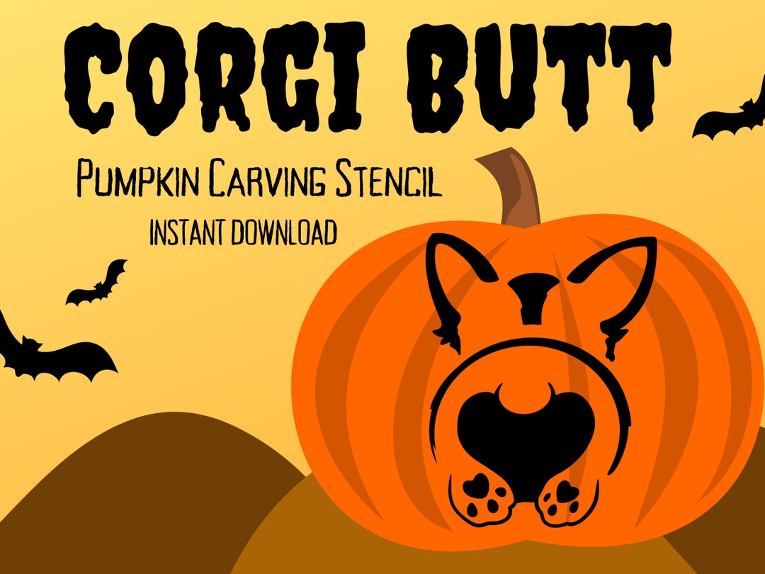 Cute Corgi Butt Pumpkin Carving Stencil 1 Unique Halloween