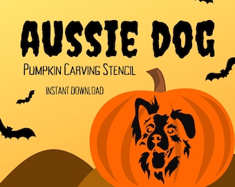 Plantilla para tallar calabazas de perro australiano / 1 patrón exclusivo para tallar calabazas de Halloween para perros domésticos para talladores de nivel intermedio a avanzado