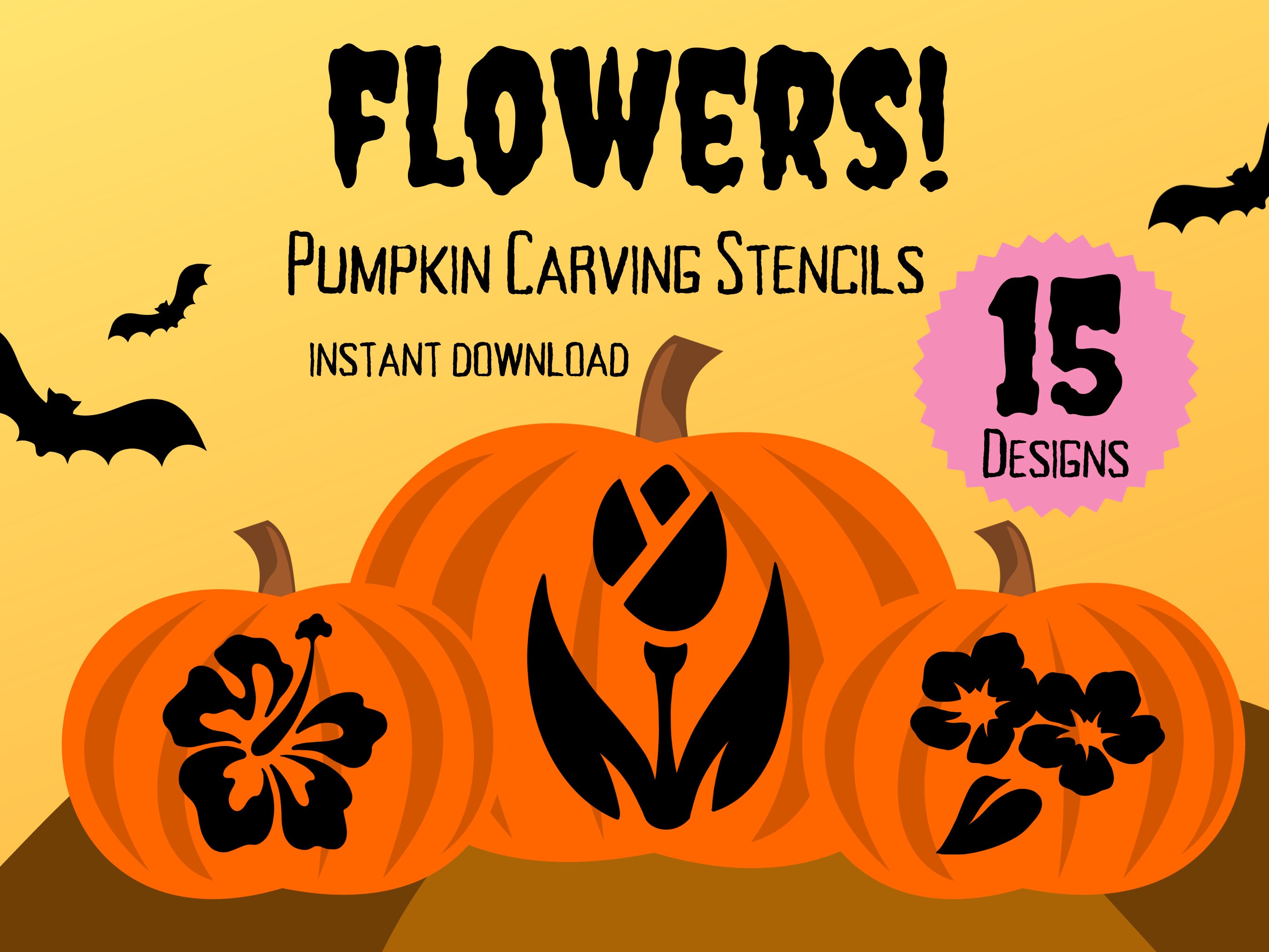 Flower Pumpkin Carving Stencils 15 Unique Halloween Jack Etsy flower-pumpkin-carving-stencils-15-unique-halloween-jack-etsy