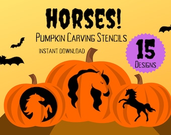 馬型カボチャ彫刻ステンシル｜ハロウィンジャック・オー・ランタンの